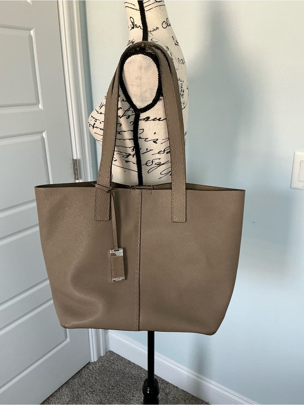 Michael Kors Collection Taupe Pebbled Leather Tote